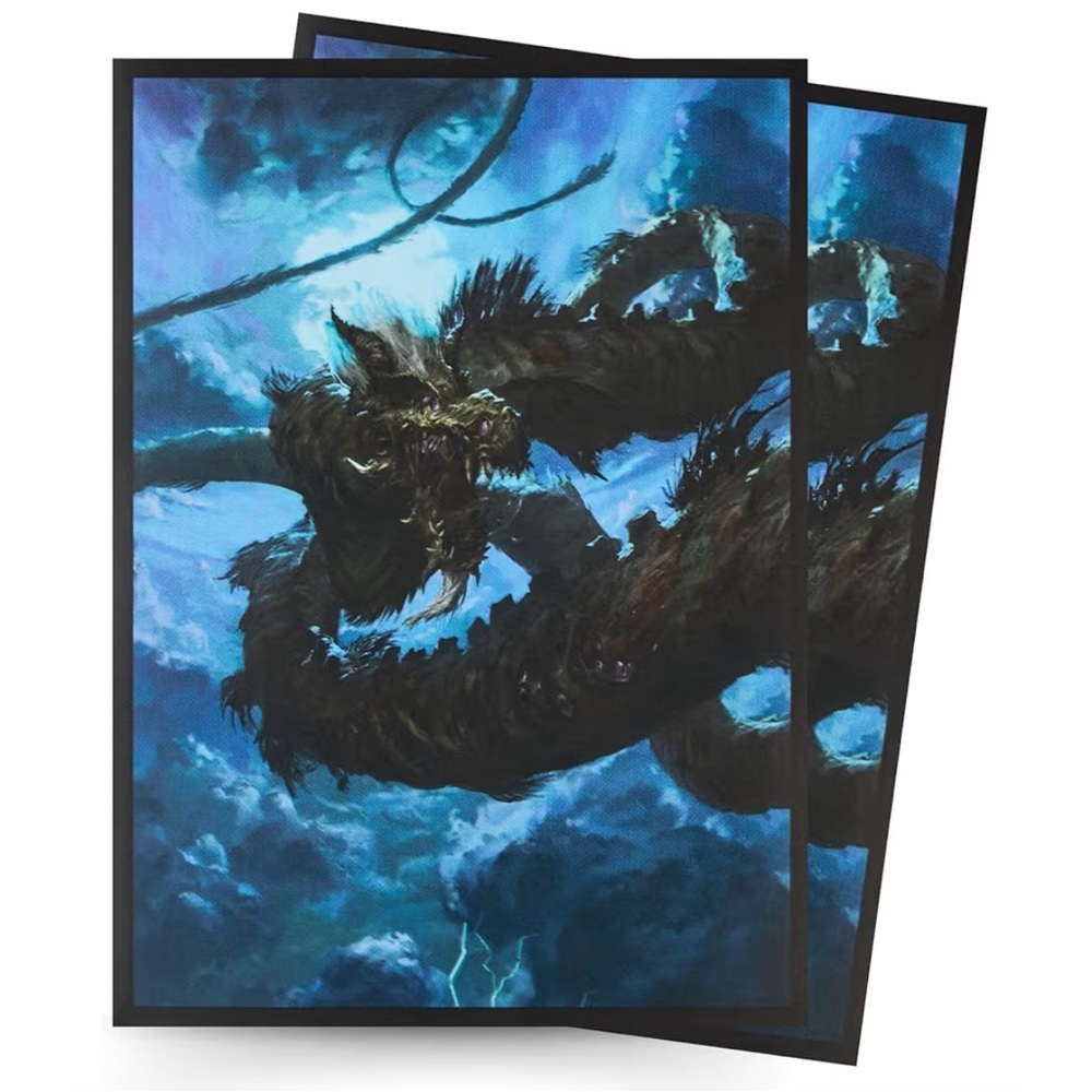 MTG Card Sleeves 200 Sleeves Mystical Dragon Art Print - Blue and Black NEW